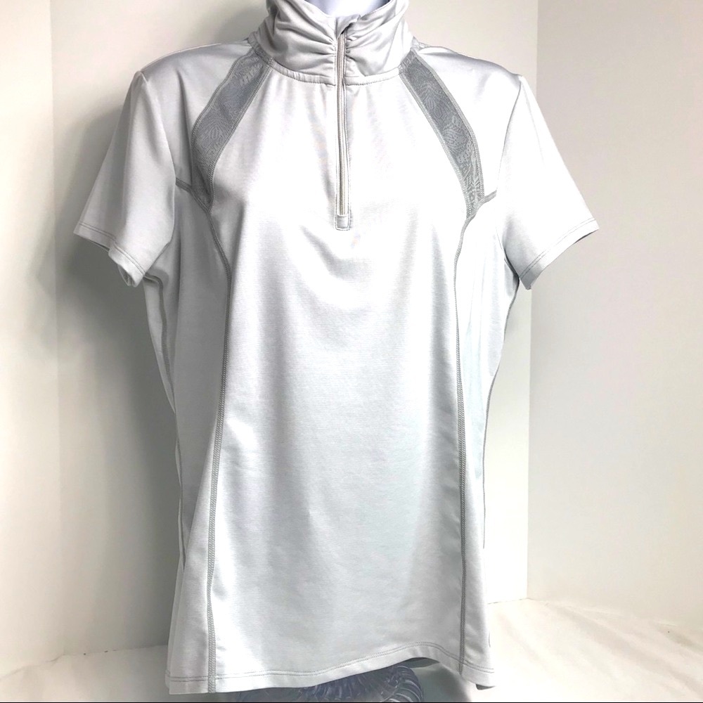 Riding Sport Gray Top Sz Med 1/4 Zip Collar